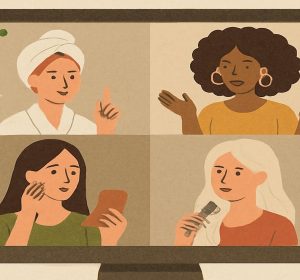 Virtual community discussion online illustration