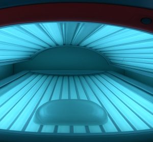 Inside of closed tanning bed